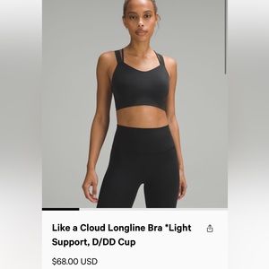 Lululemon like a cloud longline d/dd bra